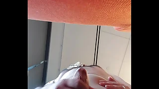 wearing pantyhose with the addition of socks on cock cum